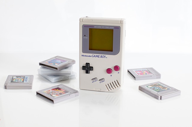 Nintendo Gameboy with game cartriges